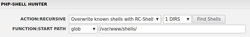 The shell finding feature of the R57 Shell